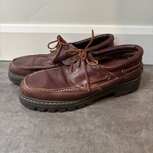 Vintage Roots Leather Platform Boat Shoes Mens Size 12